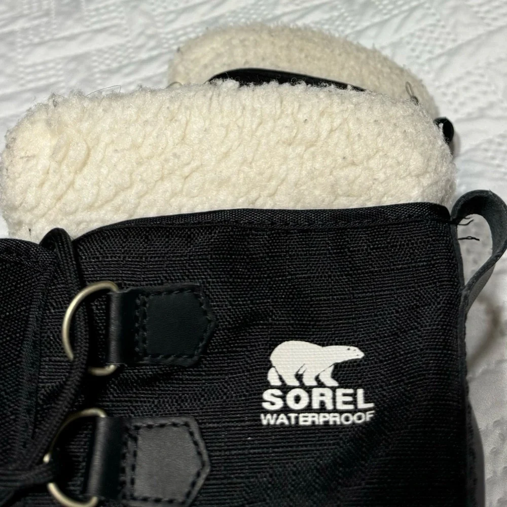 Sorel Faux Fur Black Insulated Lined Winter Snow Boots Woman Lady Size 8 - Picture 6 of 6